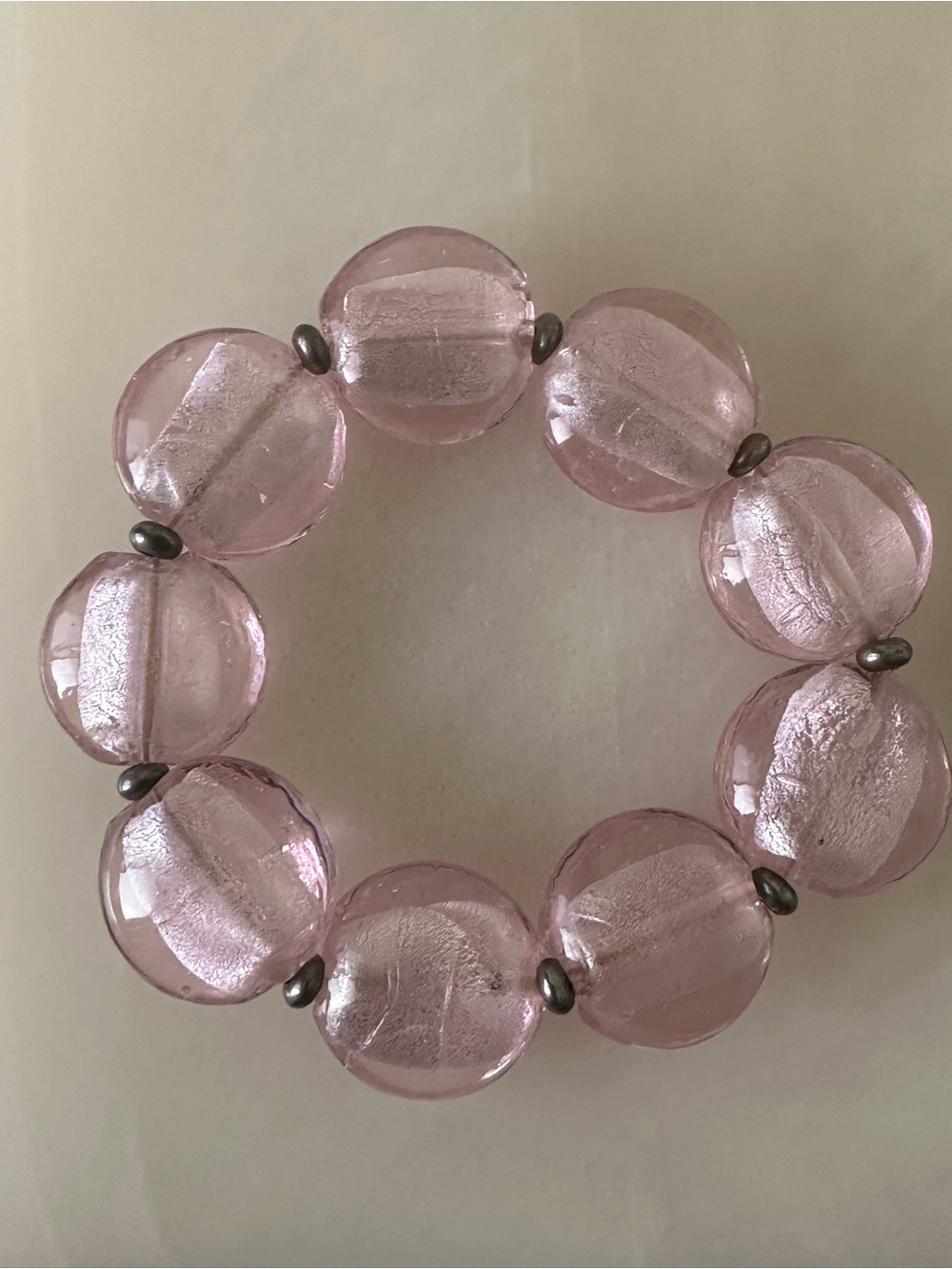 Pink Glass Stretchy Bracelet